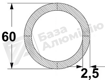 Алюмінієва труба кругла 60х2,5 - (без покриття) 01-0611 фото