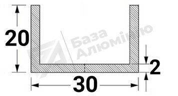 Алюмінієвий швелер 30х20х2 - (анодований) 28-0289 фото