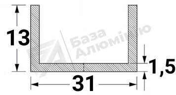 Алюмінієвий швелер 31х13х1,5 - (анодований) 28-0314 фото