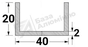 Алюмінієвий швелер 40х20х2 - (анодований) 28-0385 фото