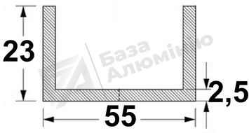 Алюмінієвий швелер 55х23х2,5 - (анодований) 28-0485 фото