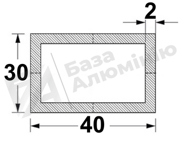 Алюминиевая труба прямоугольная 40х30х2 - (анодированная) 06-0243 фото