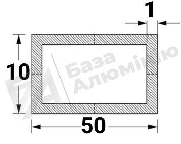 Алюминиевая труба прямоугольная 50х10х1 - (анодированная) 06-0268 фото