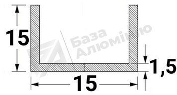 Алюмінієвий швелер 15х15х1,5 - (анодований) 28-0100 фото