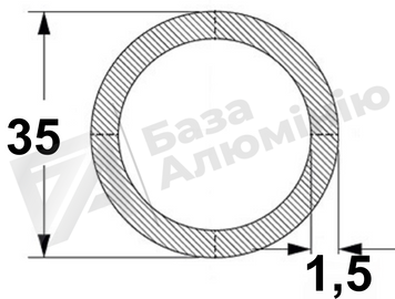 Алюмінієва труба кругла 35х1,5 - анодована 02-0373 фото