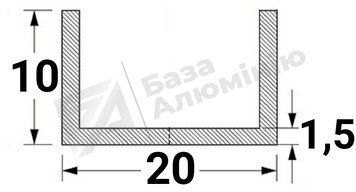 Алюмінієвий швелер 20х10х1,5 - (анодований) 28-0710 фото
