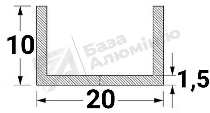Алюминиевый швеллер 20х10х1,5 - (анодированный) 28-0710 фото Алюминиевый швеллер 20х10х1,5 - (анодированный) 28-0710 фото