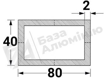 Алюминиевая труба прямоугольная 80х40х2 - (анодированная) 06-0578 фото