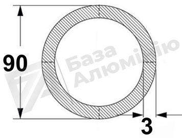 Алюмінієва труба кругла 90х3 - без покриття 01-0747 фото
