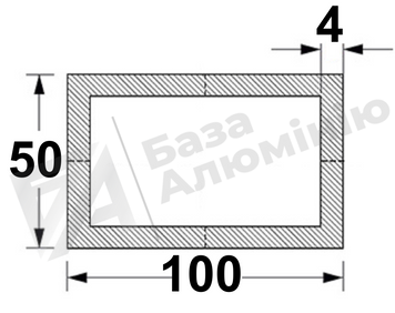 Алюминиевая труба прямоугольная 100х50х4 - (анодированная) 06-0735 фото