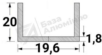 Алюмінієвий швелер 19,6 х20х1,8 - (анодований) 28-0172 фото