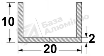 Алюмінієвий швелер 20х10х2 - (анодований) 28-0179 фото