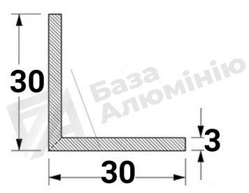 Алюминиевый уголок 30х30х3 - (без покрытия) 15-0143 фото