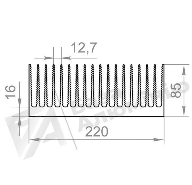 Алюмінієвий профіль радіаторний 220х85 рифлений (без покриття) 53-0001 фото Алюмінієвий профіль радіаторний 220х85 рифлений (без покриття) 53-0001 фото