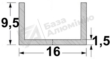 Алюмінієвий швелер 16х9,5х1,5 - (анодований) 28-0124 фото