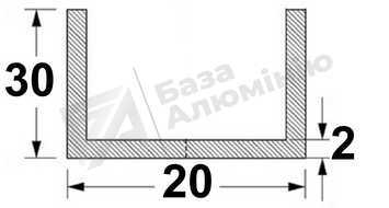 Алюмінієвий швелер 20х30х2 - (анодований) 28-0193 фото